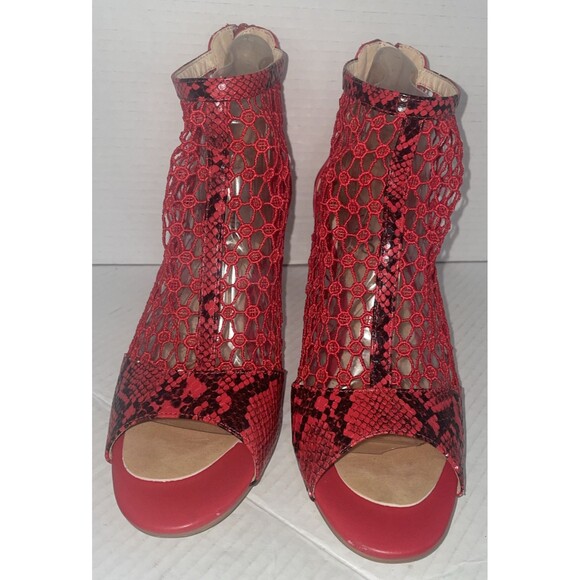 Ashro Booties 11M Heels‎ Snakeskin Mesh Zip Back Kitten Heel Dressy Shoe - Picture 2 of 15